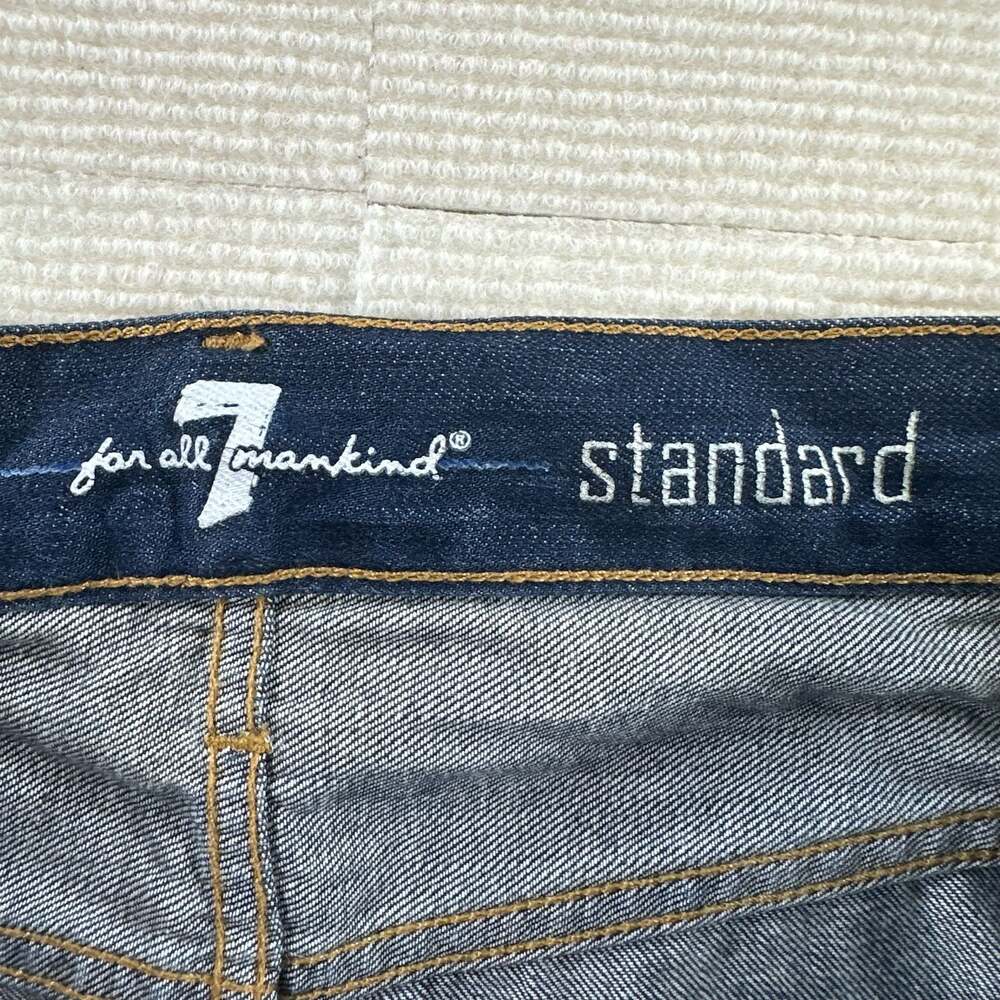 7 For All Mankind Standard Mens Blue Denim Jeans Size 32 Dark Wash 5 Pocket - Picture 3 of 10